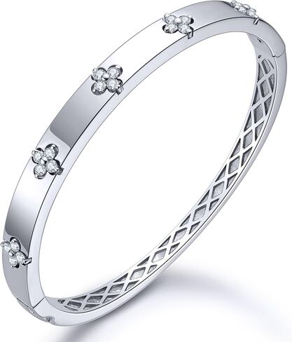 Lucky Bangles Bracelets for Women Moissanite D Color VVS1 14K Gold Plated Bracelet 925 sterling silver Four Leaf Clover Non Tarnish Easily in Saudi Arabia
