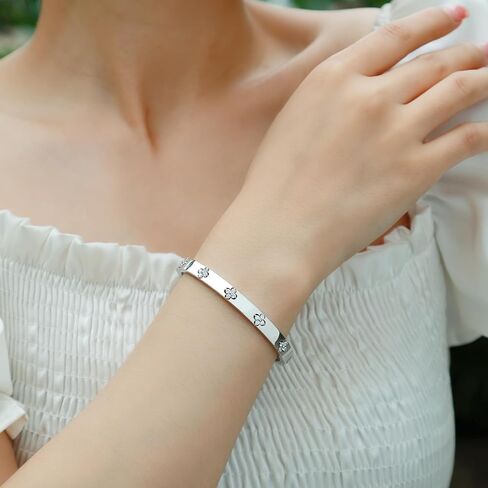 Lucky Bangles Bracelets for Women Moissanite D Color VVS1 14K Gold Plated Bracelet 925 sterling silver Four Leaf Clover Non Tarnish Easily in Saudi Arabia