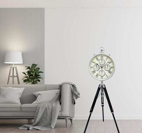 طابق ترايبود عتيق يقف على مدار الساعة العالمية - الأرقام الرومانية | التصميم المعدني الكلاسيكي | ديكور المنزل والمكاتب in Saudi Arabia
