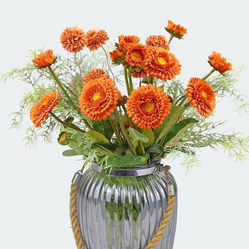 Fall Flowers Artificial Daisy Flowers Daisies and Fake Mums Bouquet with Rosemary Sprigs for Fall Florals Arrangements Party Home Decoration Table Centerpieces (Orange) in Saudi Arabia