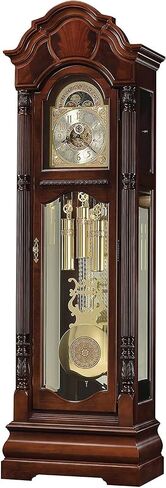 Howard Miller Winterhalder II Clofer Clock ، ديكور للإنهاء الخشبي مع علبة مضيئة - عرض تمثيلي مدفوع الكابلات ثلاثية الرصاص ، قوس القمر ، ديكور المنزل العمودي لغرفة النوم وغرفة المعيشة in Saudi Arabia