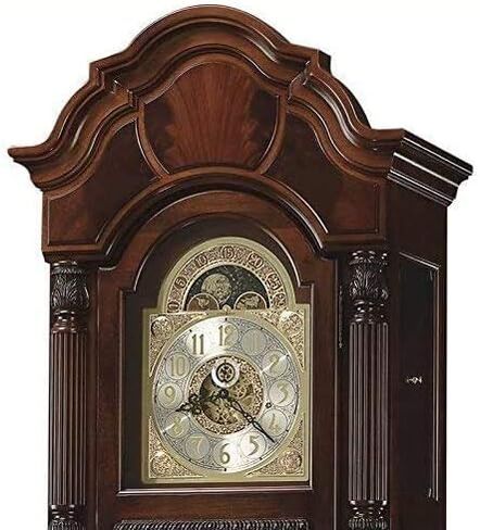 Howard Miller Winterhalder II Clofer Clock ، ديكور للإنهاء الخشبي مع علبة مضيئة - عرض تمثيلي مدفوع الكابلات ثلاثية الرصاص ، قوس القمر ، ديكور المنزل العمودي لغرفة النوم وغرفة المعيشة in Saudi Arabia
