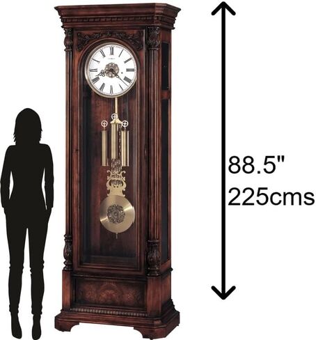 Howard Miller Perlman Floor Clock II, Wood Finish & Adjustable Levelers with Cable-Driven, Triple-Chime Movement White Dial Roman Numerals Floor Clocks Best for Bedroom & Living Room in Saudi Arabia