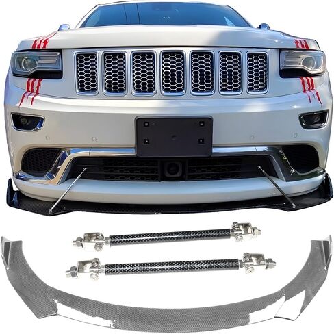 Ikon Motorsports ، قضبان Strut Lip Front Lip + مقدمة متوافقة مع معظم السيارات ، 62 "-66" 3pcs سد الهواء الأمامي ذقن PP طباعة ألياف الكربون على نمط + 2pcs تقويم ألياف الكربون in Kuwait