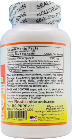 Super Curcumin C3 1000 with Bioperine 1000 mg High Absorption Pure Curcumin 1000 mg per Caplet Supports Joint Health in Saudi Arabia