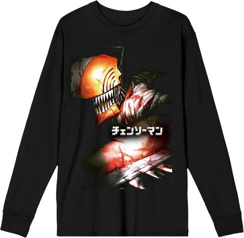 Bioworld Chainsaw Man Denji Crew Neck Long Sleeve Men's Black Tee in Saudi Arabia