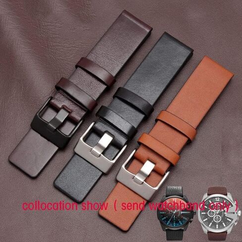 Cow Leather Strap for Diesel Watchband DZ7312 | DZ4323 | DZ7257 with Stainless Steel Pin Buckle Strap 24 26 27 28 30mm Flat Band (Color : 10mm Gold Clasp, Size : 28mm) in Saudi Arabia