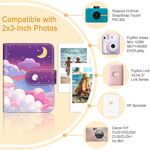 Night Sky Small Photos Album for 2x3 Inch Films, 56 Pockets Mini Cute Albums Book for Polaroid Fujifilm Instax Mini Instant Camera Printer, Kpop Photocard Pictures Binders Holders Storage in Kuwait
