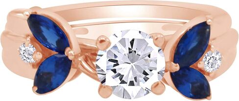 AFFY 0.62 Carat Simulated Blue Sapphire & Cubic Zirconia Enhancer Guard 14K Gold Over Sterling Silver in Saudi Arabia