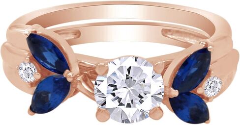 AFFY 0.62 Carat Simulated Blue Sapphire & Cubic Zirconia Enhancer Guard 14K Gold Over Sterling Silver in Saudi Arabia