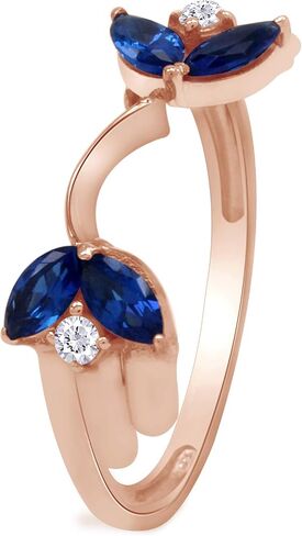 AFFY 0.62 Carat Simulated Blue Sapphire & Cubic Zirconia Enhancer Guard 14K Gold Over Sterling Silver in Saudi Arabia