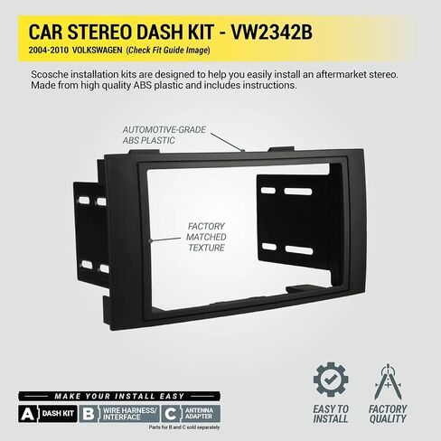 Scosche VW2342B Compatible with 2003-10 VW Touareg ISO Double DIN Dash Kit Black in Saudi Arabia