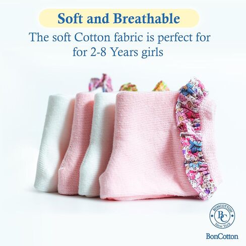Girls Ruffle Ankle Socks – Soft Cotton Dress Crew, White & Pink – Baby & Toddler Summer Style 4 Pairs in Saudi Arabia