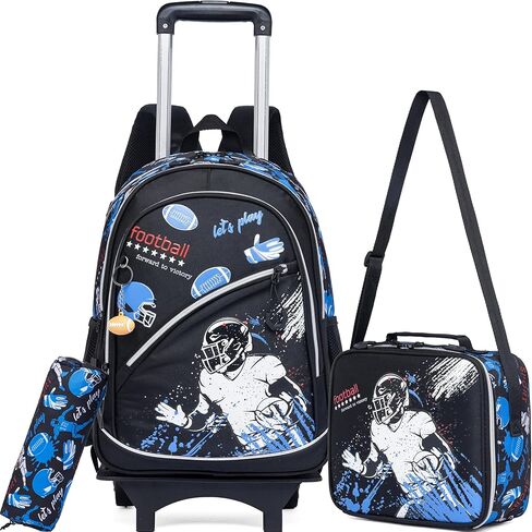 Meetbelify Backpack with Wheels for Boys Rolling Backpack Kids School Bag with Lunch Box Set for Elementary Student Travel Suitcase Laptop Luggage for Boys Age 6-8 in Kuwait