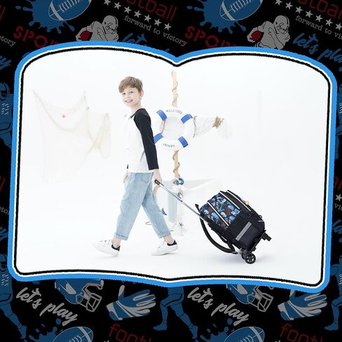 Meetbelify Backpack with Wheels for Boys Rolling Backpack Kids School Bag with Lunch Box Set for Elementary Student Travel Suitcase Laptop Luggage for Boys Age 6-8 in Kuwait