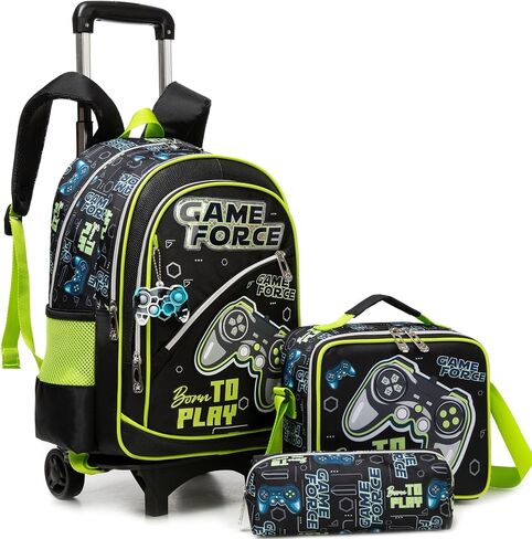 Meetbelify Backpack with Wheels for Boys Rolling Backpack Kids School Bag with Lunch Box Set for Elementary Student Travel Suitcase Laptop Luggage for Boys Age 6-8 in Saudi Arabia