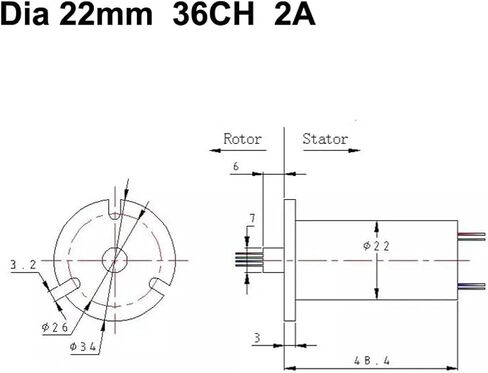 1PCS Dia 22mm 36CH Power/Signal Transmission Slip Ring 2A Collector Ring Joint Unlimited Rotation Conductive Slipring Connector in Saudi Arabia