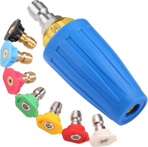 4000 PSI Turbo Nozzle Pressure Washer Pressure Washer Tips 1/4" Quick Connect with 7 Power Washer Nozzle Tips Kit Multiple Degrees (0, 15, 25, 40, 65, Rinse1, Soap2) for Car Concrete Brick in Kuwait
