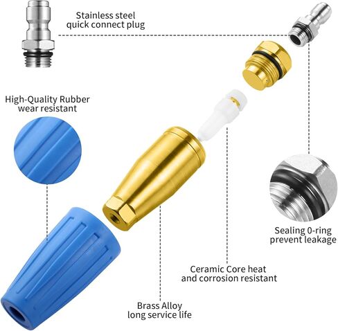 4000 PSI Turbo Nozzle Pressure Washer Pressure Washer Tips 1/4" Quick Connect with 7 Power Washer Nozzle Tips Kit Multiple Degrees (0, 15, 25, 40, 65, Rinse1, Soap2) for Car Concrete Brick in Kuwait
