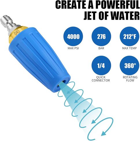 4000 PSI Turbo Nozzle Pressure Washer Pressure Washer Tips 1/4" Quick Connect with 7 Power Washer Nozzle Tips Kit Multiple Degrees (0, 15, 25, 40, 65, Rinse1, Soap2) for Car Concrete Brick in Kuwait