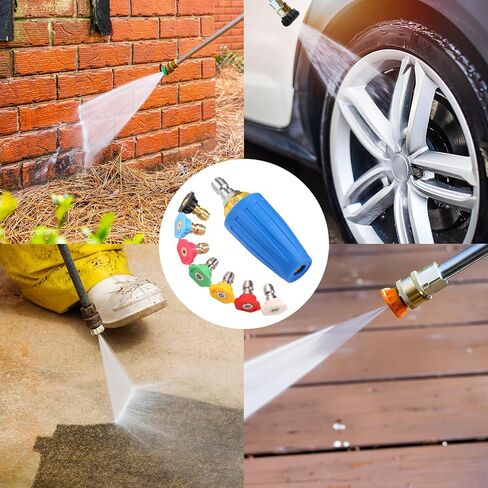 4000 PSI Turbo Nozzle Pressure Washer Pressure Washer Tips 1/4" Quick Connect with 7 Power Washer Nozzle Tips Kit Multiple Degrees (0, 15, 25, 40, 65, Rinse1, Soap2) for Car Concrete Brick in Kuwait