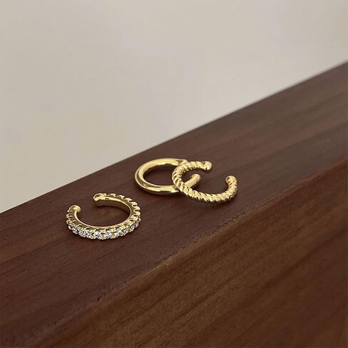 Rhinestones Ear Cuff Cartilage 7 Crystals Ear Cuffs Hoop Climber S925 Sterling Silver Earrings with Cubic Zirconia CZ Hypoallergenic Piercing Gifts for Women in Saudi Arabia