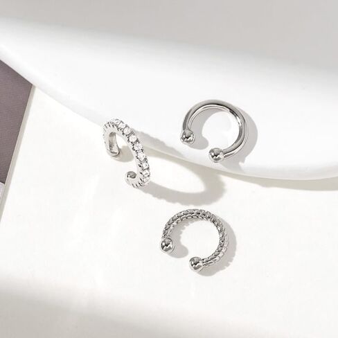 Rhinestones Ear Cuff Cartilage 7 Crystals Ear Cuffs Hoop Climber S925 Sterling Silver Earrings with Cubic Zirconia CZ Hypoallergenic Piercing Gifts for Women in Saudi Arabia