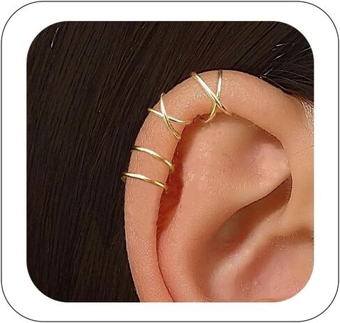 Rhinestones Ear Cuff Cartilage 7 Crystals Ear Cuffs Hoop Climber S925 Sterling Silver Earrings with Cubic Zirconia CZ Hypoallergenic Piercing Gifts for Women in Saudi Arabia