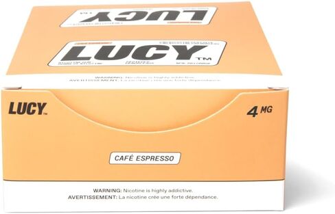 Lucy ™ Nicotine Gum 4mg ، 100 Count ، Espresso - Health Canada Health Product NPN 80108821 - NRT Stop Aid Aid ، تقليل أعراض الانسحاب والرغبة الشديدة in Kuwait