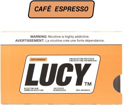 Lucy ™ Nicotine Gum 4mg ، 100 Count ، Espresso - Health Canada Health Product NPN 80108821 - NRT Stop Aid Aid ، تقليل أعراض الانسحاب والرغبة الشديدة in Kuwait
