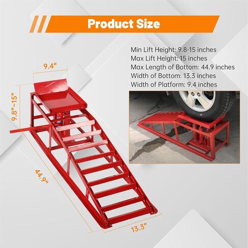 2 Pack Hydraulic Car Ramps 10,000lbs/5T Capacity Low Profile Car Lift Service Ramps Truck Trailer Garage, Height Hydraulic Vehicle Ramps,Red in Kuwait