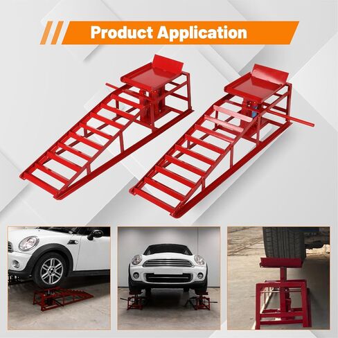 2 Pack Hydraulic Car Ramps 10,000lbs/5T Capacity Low Profile Car Lift Service Ramps Truck Trailer Garage, Height Hydraulic Vehicle Ramps,Red in Kuwait