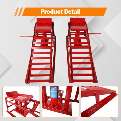 2 Pack Hydraulic Car Ramps 10,000lbs/5T Capacity Low Profile Car Lift Service Ramps Truck Trailer Garage, Height Hydraulic Vehicle Ramps,Red in Kuwait