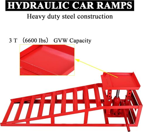 2 Pack Heavy Duty Hydraulic Car Ramps, 3T 6600lbs Capacity Low Profile Hydraulic Car Ramps Lift, Auto Car Truck Service Ramps Lifts for Auto Repair in Saudi Arabia