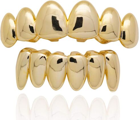 18K الذهب مطلي بالهيب هوب أسنان شواء للرجال النساء غير منتظمات 6 أسنان الفم أعلى وأسفل مصاصي الدماء in Kuwait