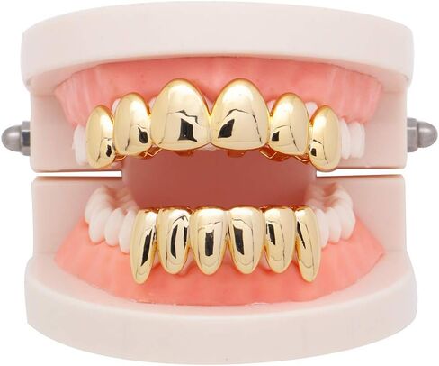 18K الذهب مطلي بالهيب هوب أسنان شواء للرجال النساء غير منتظمات 6 أسنان الفم أعلى وأسفل مصاصي الدماء in Kuwait