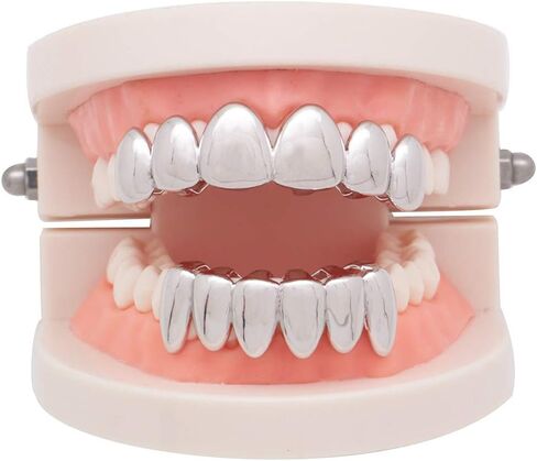 18K Gold Plated Hip Hop Teeth Grillz for Men Women Irregular 6 Teeth Mouth Top & Bottom Vampire Fangs Teeth Grills for Your Teeth in Kuwait