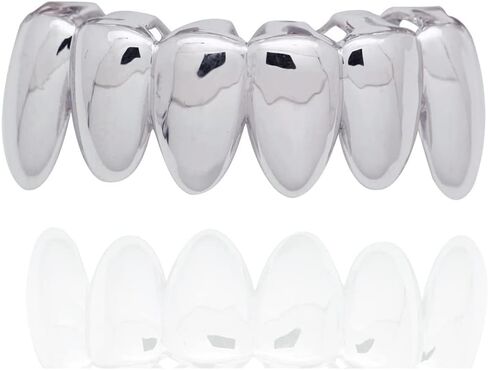 18K Gold Plated Hip Hop Teeth Grillz for Men Women Irregular 6 Teeth Mouth Top & Bottom Vampire Fangs Teeth Grills for Your Teeth in Kuwait