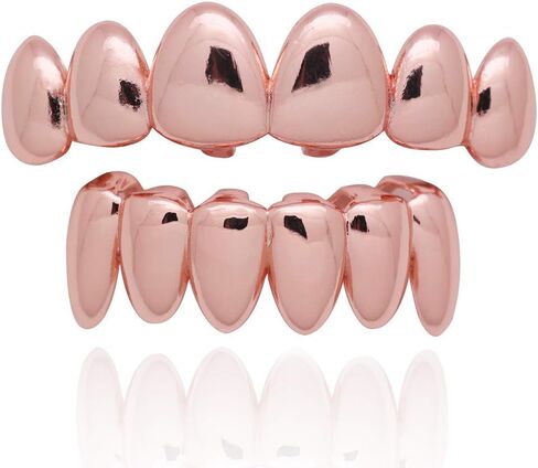 18K Gold Plated Hip Hop Teeth Grillz for Men Women Irregular 6 Teeth Mouth Top & Bottom Vampire Fangs Teeth Grills for Your Teeth in Kuwait