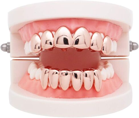 18K Gold Plated Hip Hop Teeth Grillz for Men Women Irregular 6 Teeth Mouth Top & Bottom Vampire Fangs Teeth Grills for Your Teeth in Kuwait