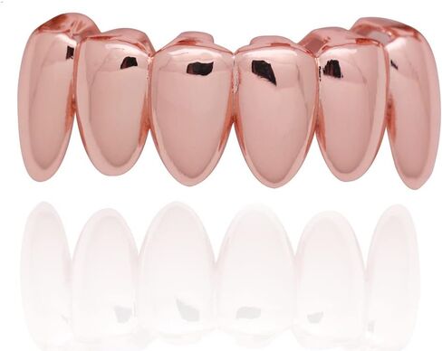 18K Gold Plated Hip Hop Teeth Grillz for Men Women Irregular 6 Teeth Mouth Top & Bottom Vampire Fangs Teeth Grills for Your Teeth in Kuwait