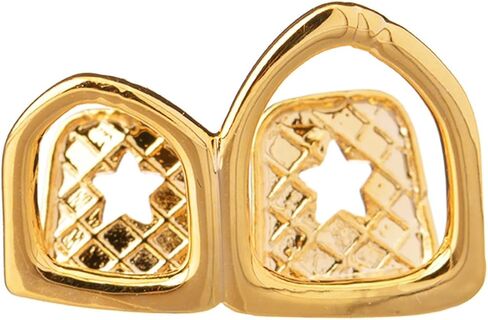 Gold Tone 2 Open Grillz Teeth for Top and Bottom LS20 2OF G in Saudi Arabia