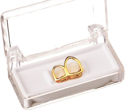 Gold Tone 2 Open Grillz Teeth for Top and Bottom LS20 2OF G in Saudi Arabia
