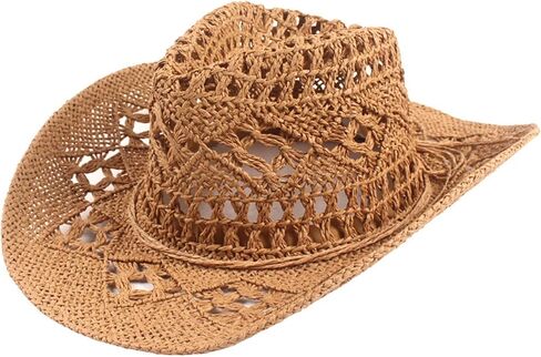 Straw Cowboy Hat for Women and Men, Western Cowgirl Hat for Holiday, Foldable Wide Brim Men Sun Hat, Fishing Hat in Saudi Arabia