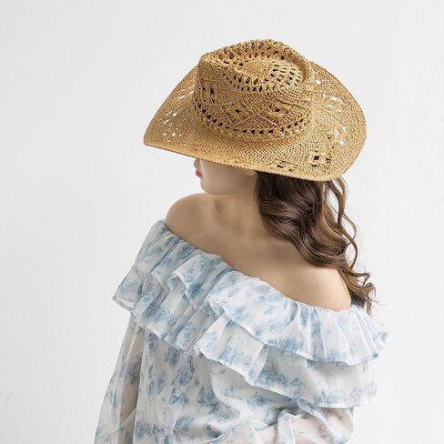 Straw Cowboy Hat for Women and Men, Western Cowgirl Hat for Holiday, Foldable Wide Brim Men Sun Hat, Fishing Hat in Saudi Arabia