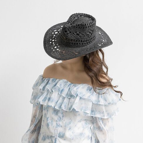 Straw Cowboy Hat for Women and Men, Western Cowgirl Hat for Holiday, Foldable Wide Brim Men Sun Hat, Fishing Hat in Saudi Arabia