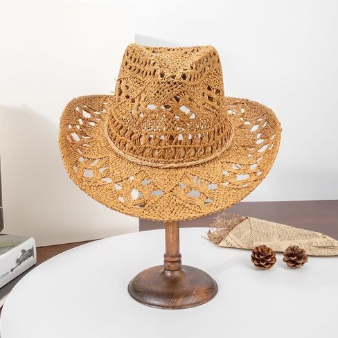 Straw Cowboy Hat for Women and Men, Western Cowgirl Hat for Holiday, Foldable Wide Brim Men Sun Hat, Fishing Hat in Saudi Arabia