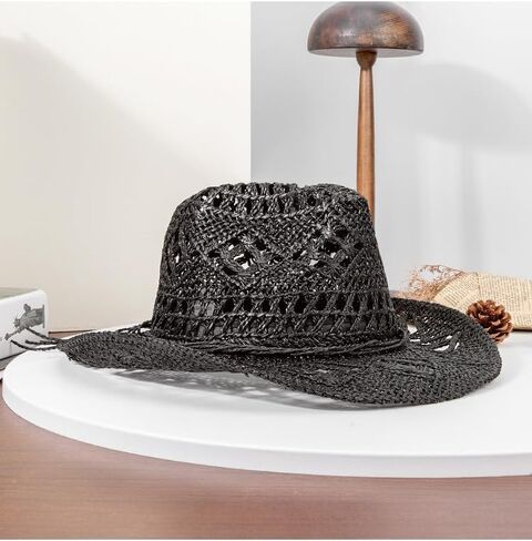 Straw Cowboy Hat for Women and Men, Western Cowgirl Hat for Holiday, Foldable Wide Brim Men Sun Hat, Fishing Hat in Saudi Arabia