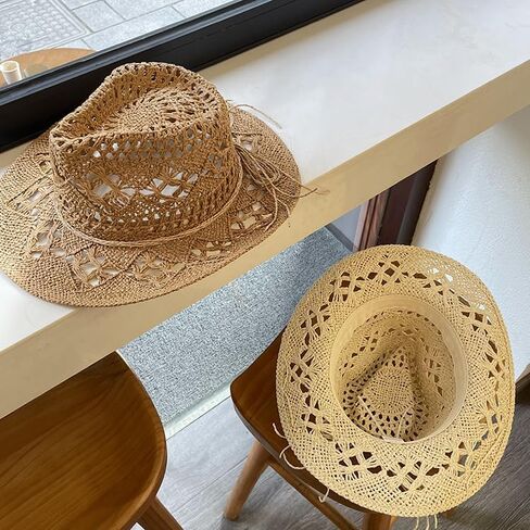 Straw Cowboy Hat for Women and Men, Western Cowgirl Hat for Holiday, Foldable Wide Brim Men Sun Hat, Fishing Hat in Saudi Arabia