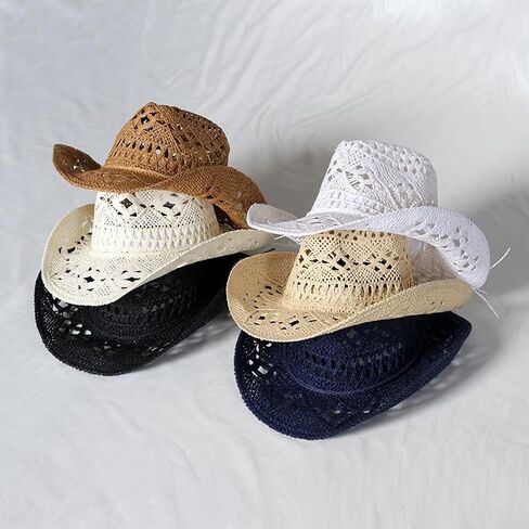 Straw Cowboy Hat for Women and Men, Western Cowgirl Hat for Holiday, Foldable Wide Brim Men Sun Hat, Fishing Hat in Saudi Arabia